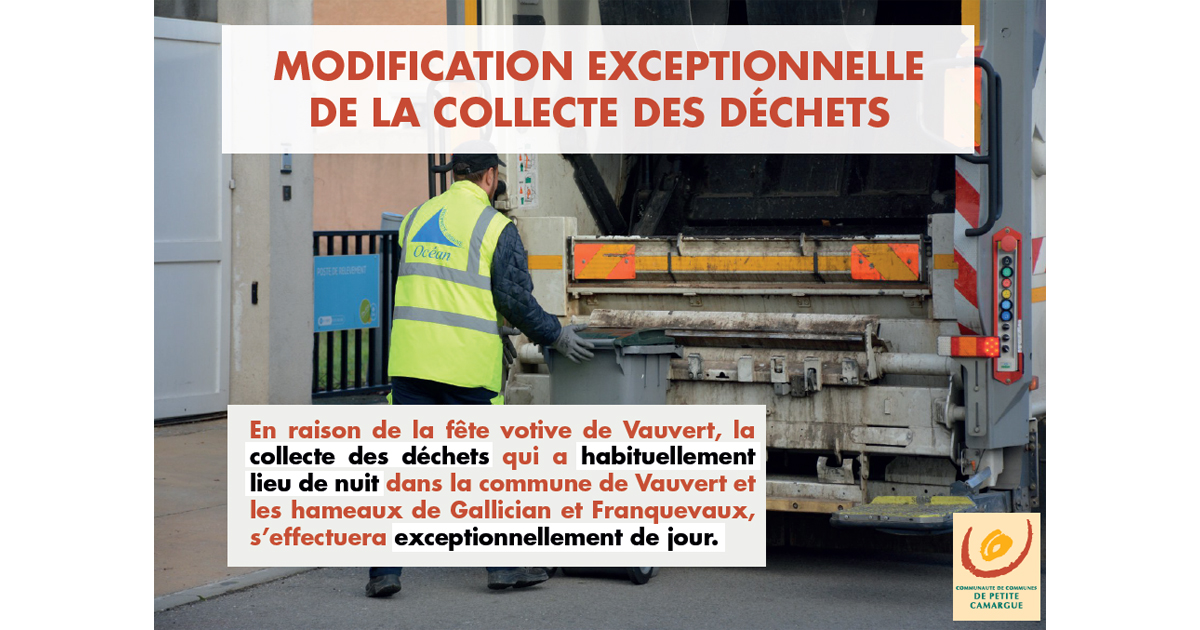 Collecte des déchets : modification exceptionnelle des horaires
